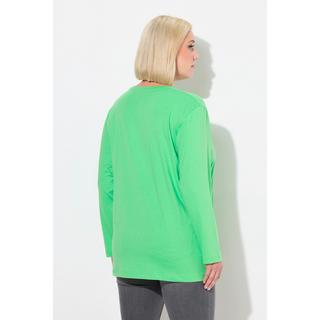 Ulla Popken  T-shirt coupe Relaxed Fit, col en V et manches longues 