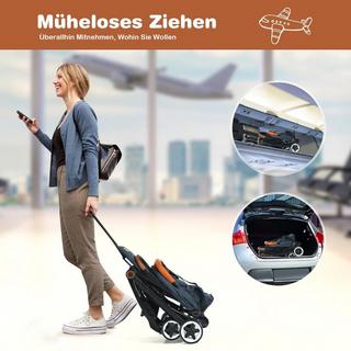 Northio  Passeggino pieghevole con schienale regolabile, poggiapiedi e cappottina blu 