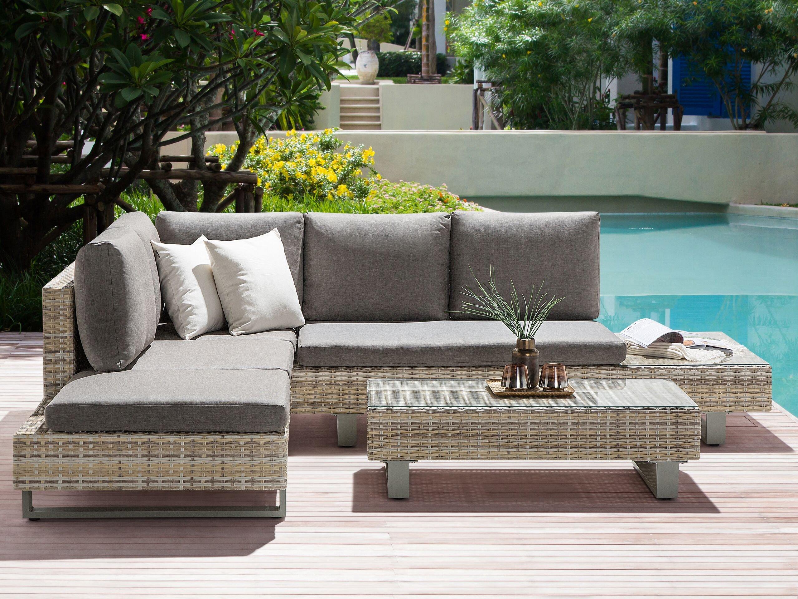 Beliani Set lounge pour jardin en Polyrotin Moderne LANCIANO  