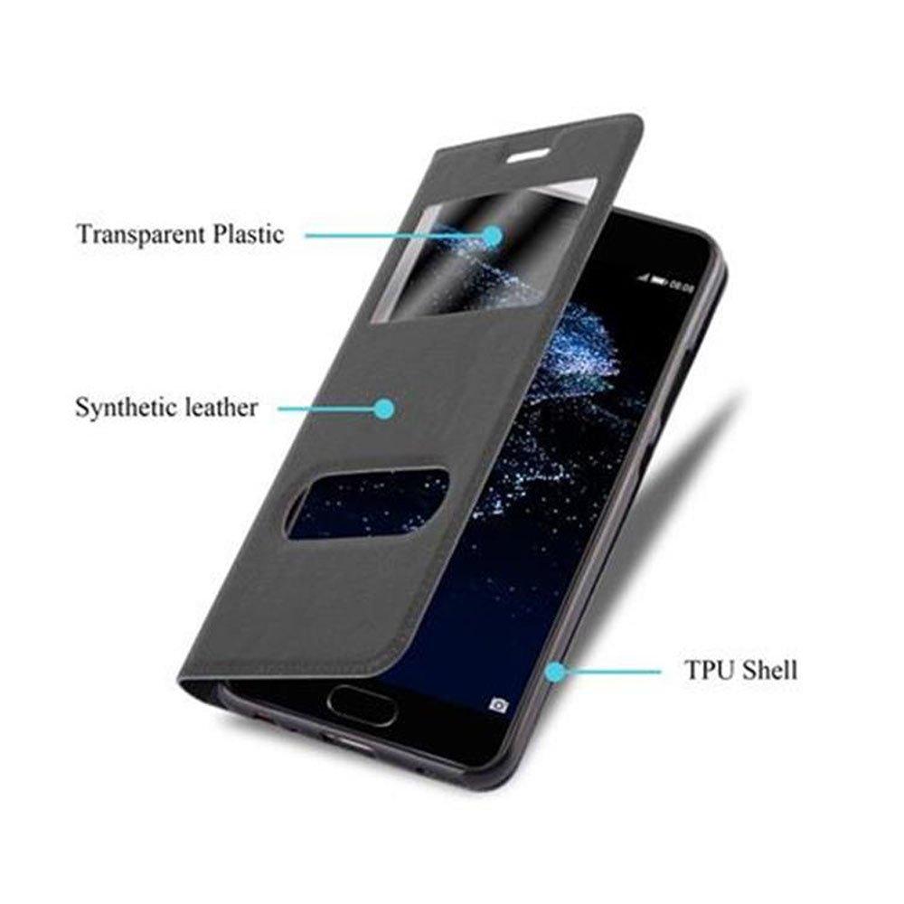 Cadorabo  Housse compatible avec Huawei P10 - Coque de protection avec fermeture magnétique, fonction de support et 2 fenêtres de visualisation 