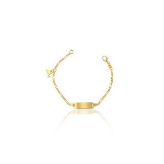 MUAU Schmuck  Bracelet dauphin or jaune 375 figaro, 2.1mm, 14cm 