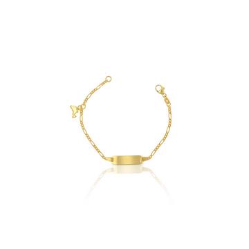 Plaketten-Armband Delphin Gelbgold 375 Figaro, 2.1mm, 14cm