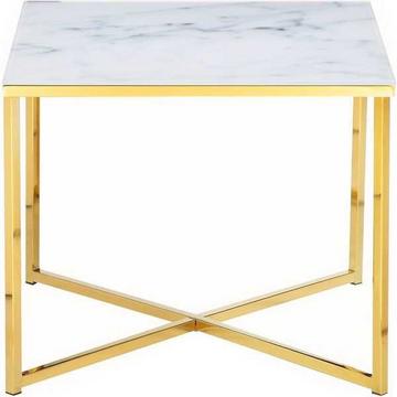 Table d'appoint marbre or blanc 50x50