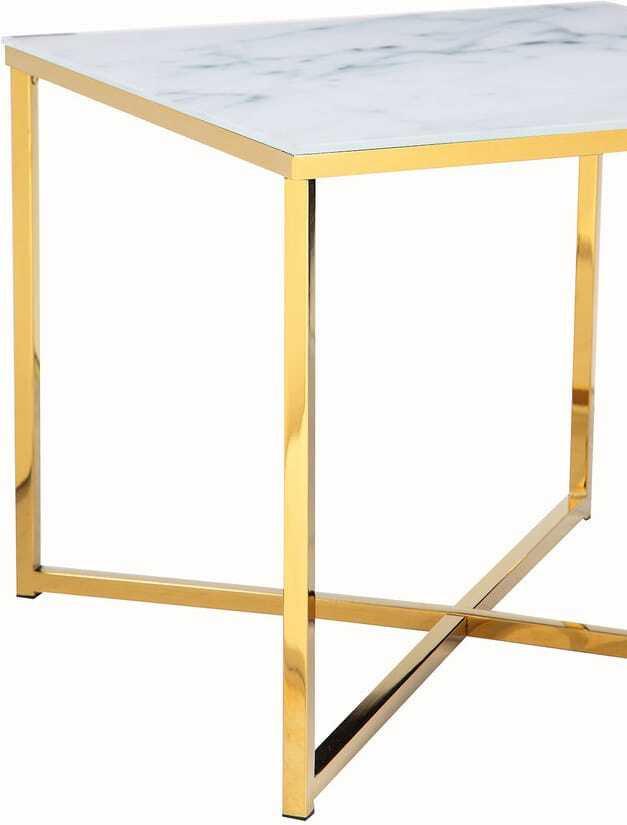 mutoni Beistelltisch Marmor weiss gold 50x50  