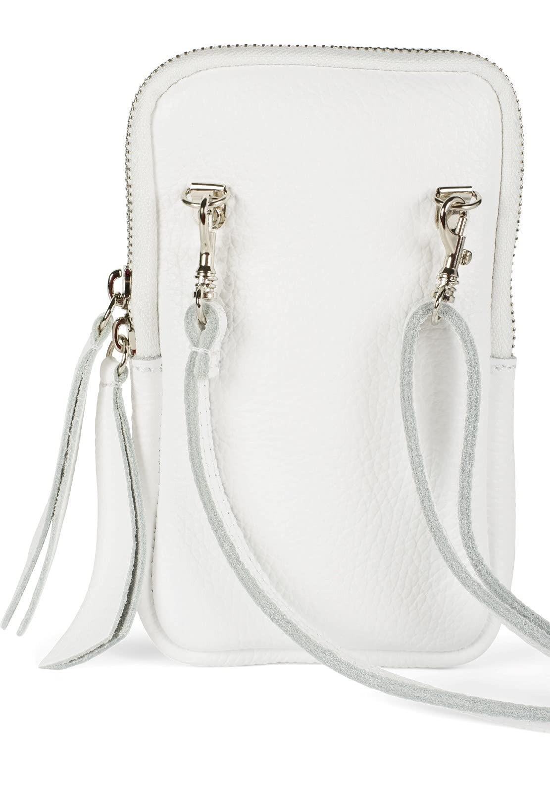 Only-bags.store Handy-Umhängetasche aus genarbtem Leder mit Reissverschluss  