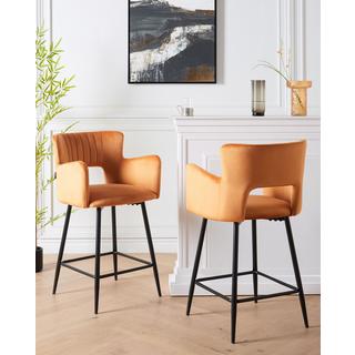 Beliani Lot de 2 chaises de bar en Velours Moderne SANILAC  