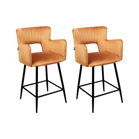 Beliani Lot de 2 chaises de bar en Velours Moderne SANILAC  