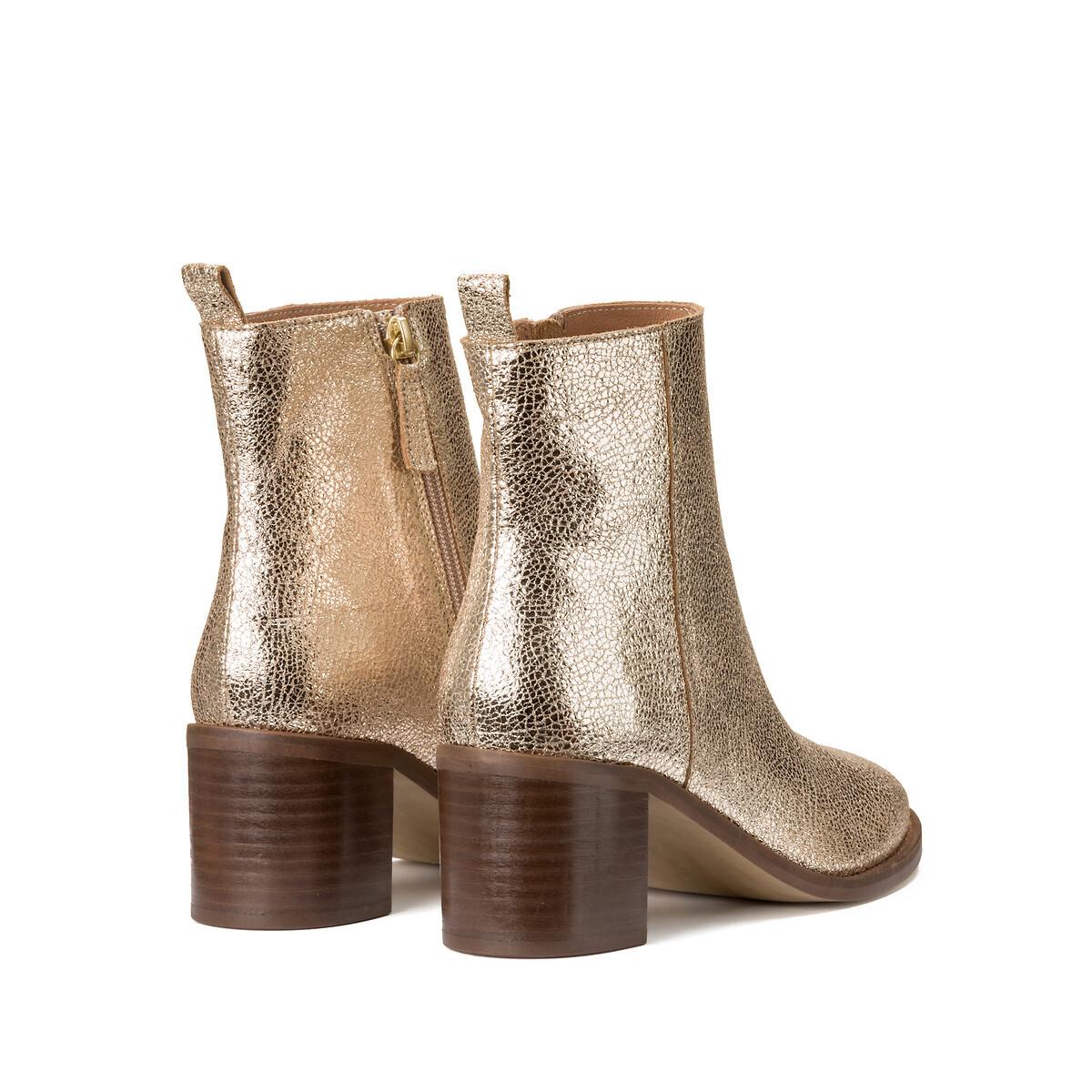 La Redoute Collections  Boots mit Absatz aus Metallic-Leder 