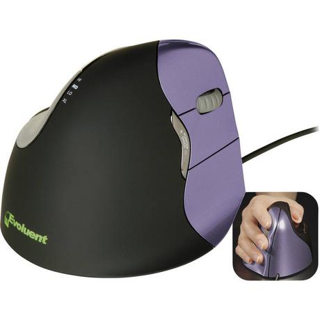 Evoluent  Vertical Mouse 4  Mouse ergonomico USB Ottico Nero, Viola 6 Tasti 2800 dpi Ergonomico 