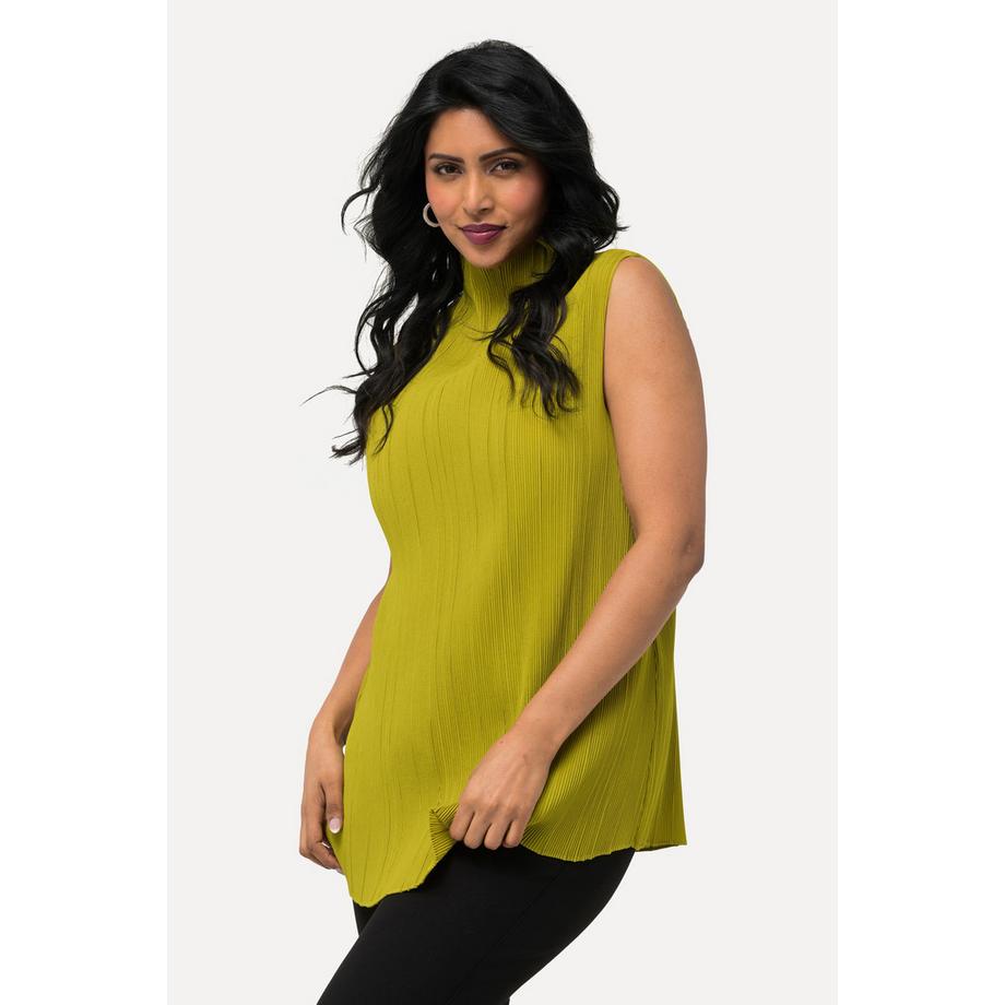 Ulla Popken Blouse plissée Classic Col Montant Sans Manches  