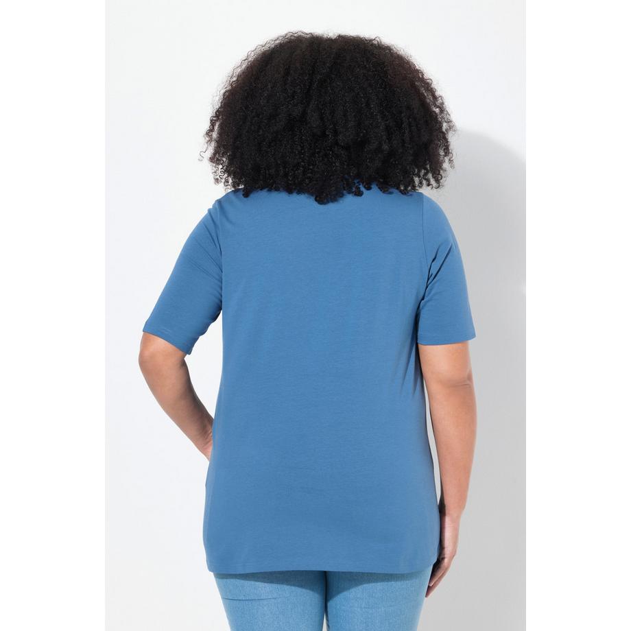 Ulla Popken T-Shirt Coupe Évasée Col Rond Manches Courtes  