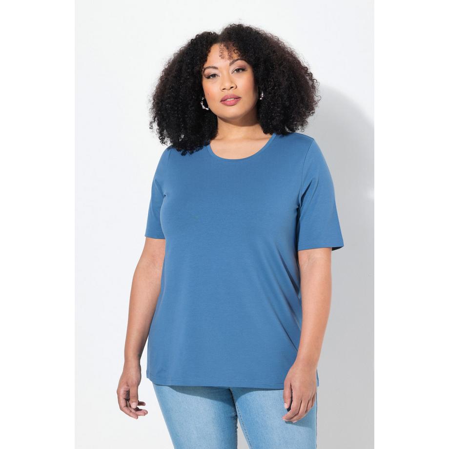 Ulla Popken T-Shirt Coupe Évasée Col Rond Manches Courtes  