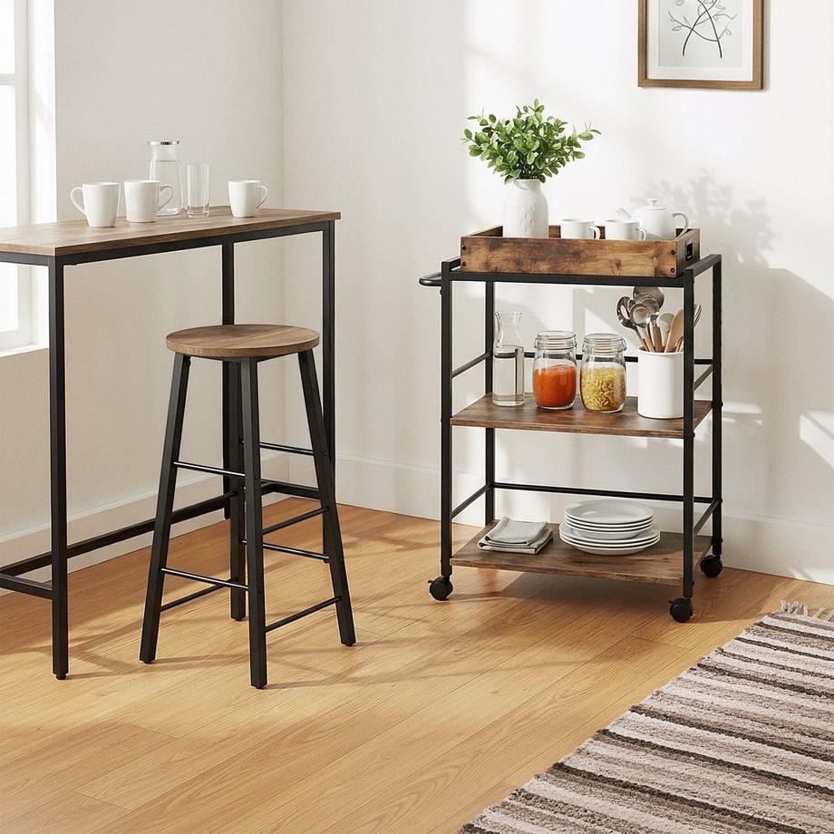 Tectake Servierwagen  Worcester  Industrial Style Holz und Stahl  
