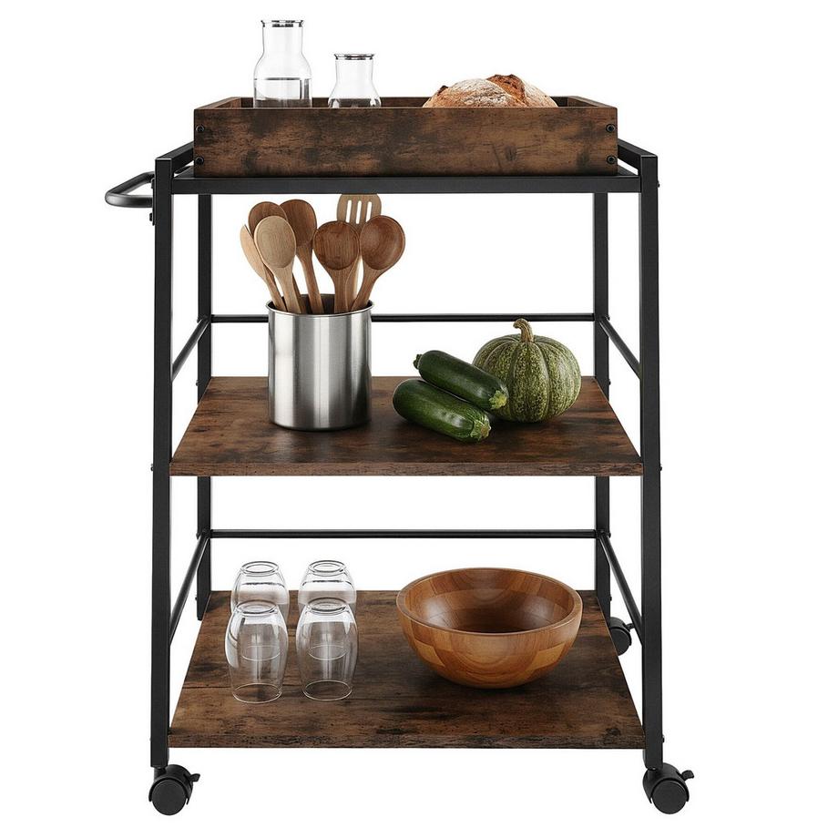 Tectake Servierwagen  Worcester  Industrial Style Holz und Stahl  