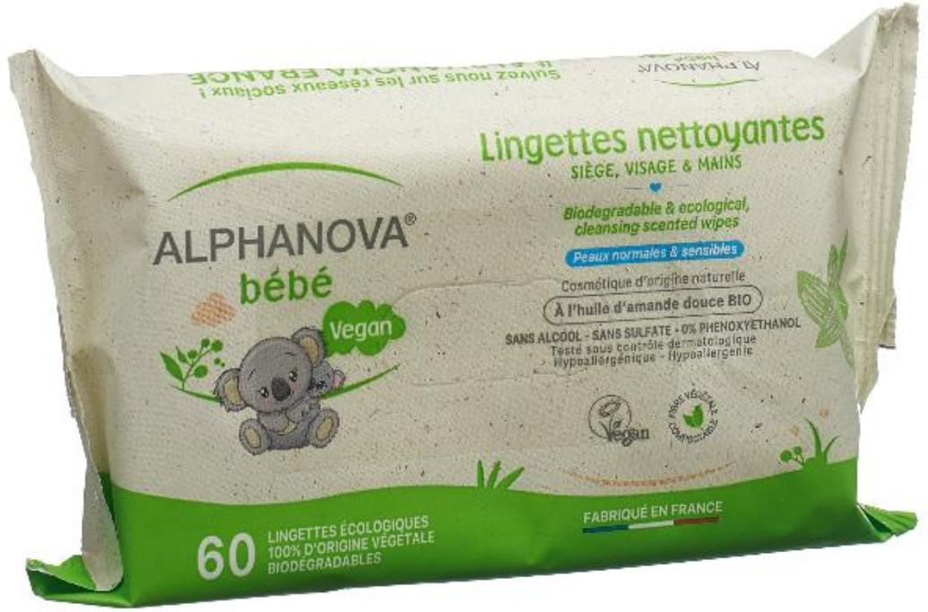 Alphanova  ALPHANOVA lingettes de soin bébé amande (60 pcs) 
