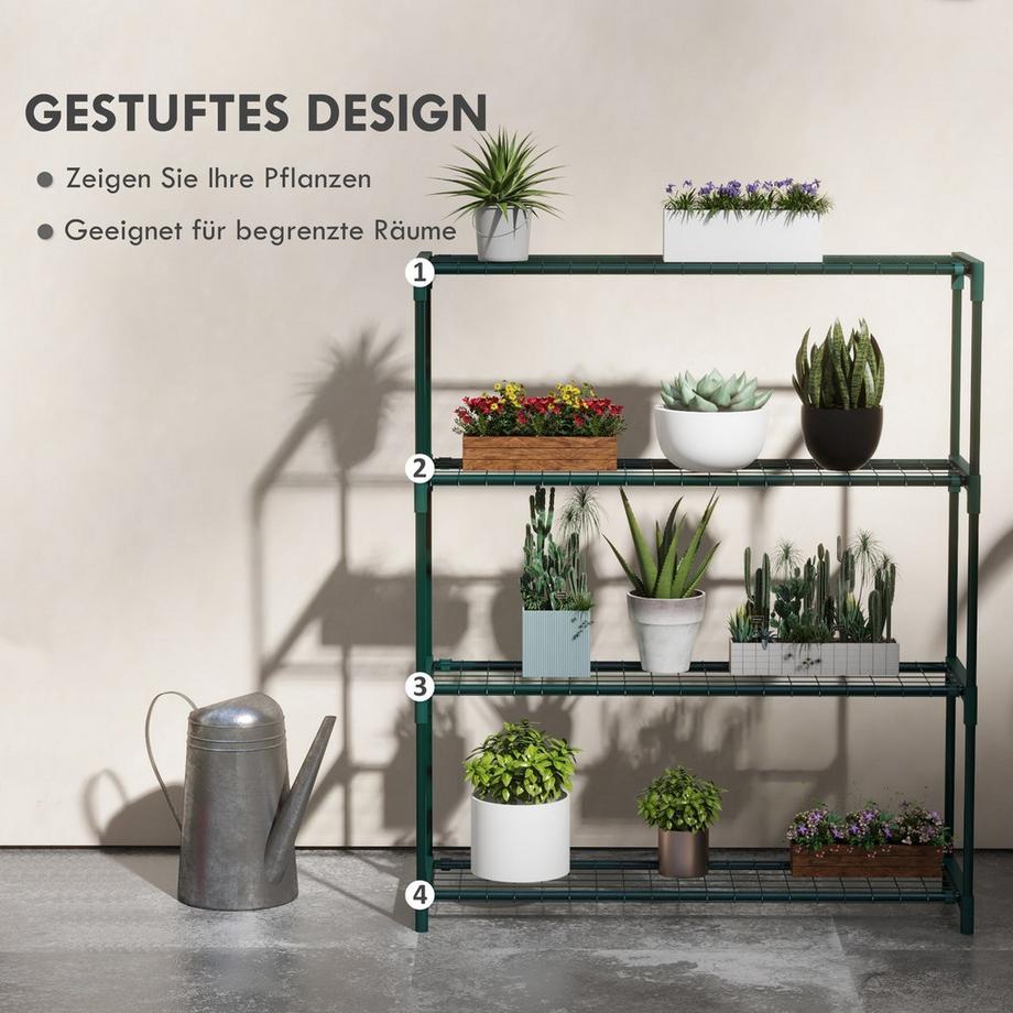 Northio Étagère À Plantes, Support À Fleurs Avec Étagère À Fleurs À 4 Niveaux, Support À Plantes Pour Jardin, Balcon, Acier, Vert Foncé, 89 X 28 X 107 Cm  