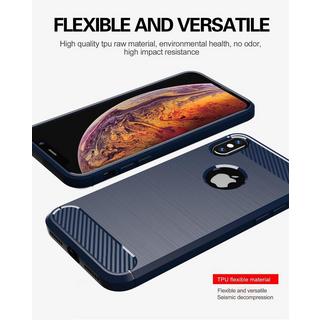 Cadorabo  Hülle für Apple iPhone XS MAX TPU Silikon Edelstahl-Karbonfaser Optik 