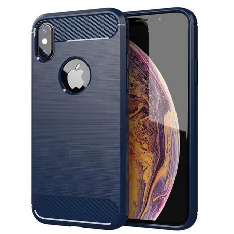 Cadorabo  Hülle für Apple iPhone XS MAX TPU Silikon Edelstahl-Karbonfaser Optik 