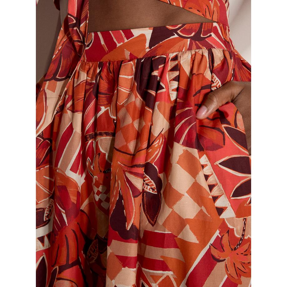 APRICOT Gonna Midi Patchwork Foglie Tropicali  