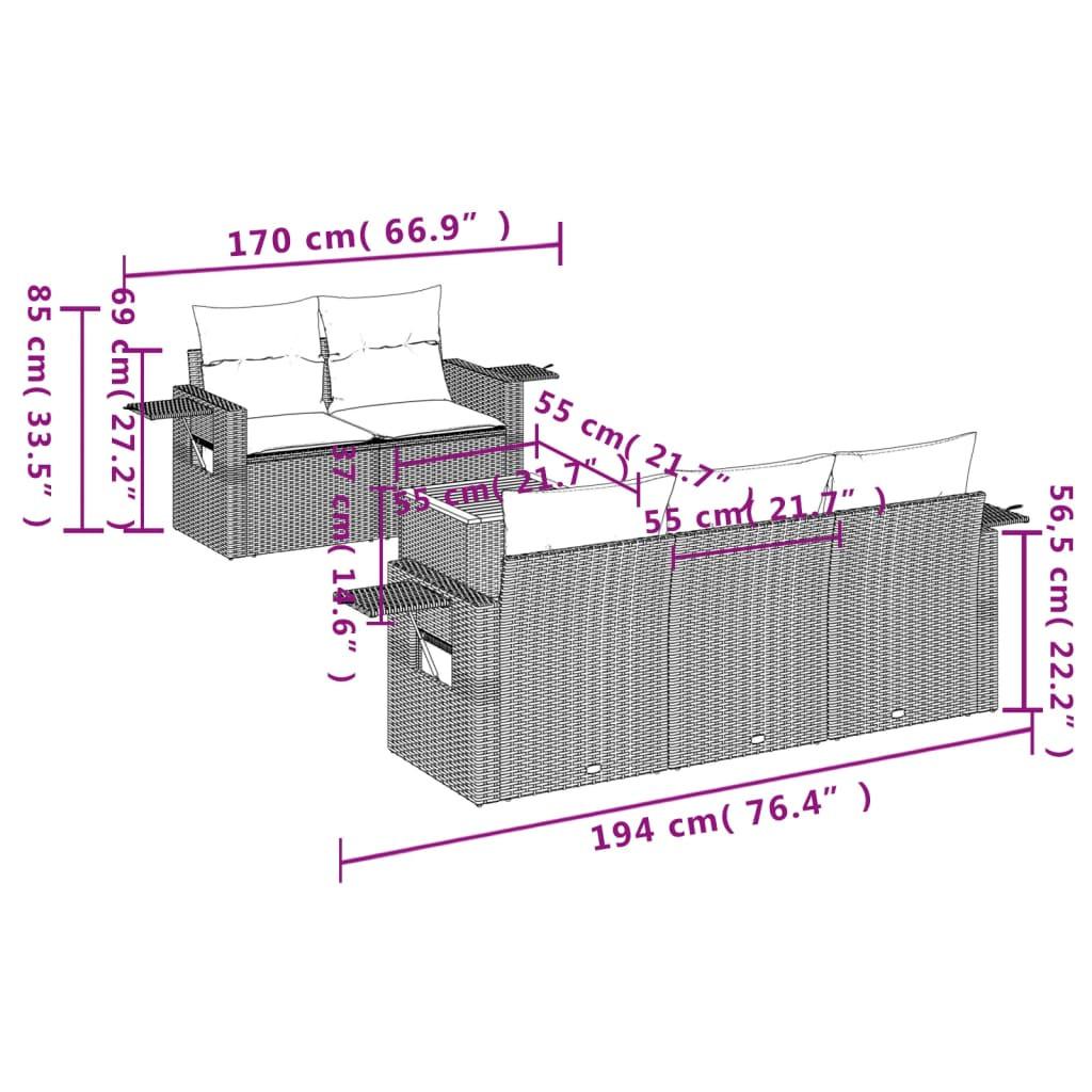 VidaXL Ensemble de canapés de jardin rotin synthétique  