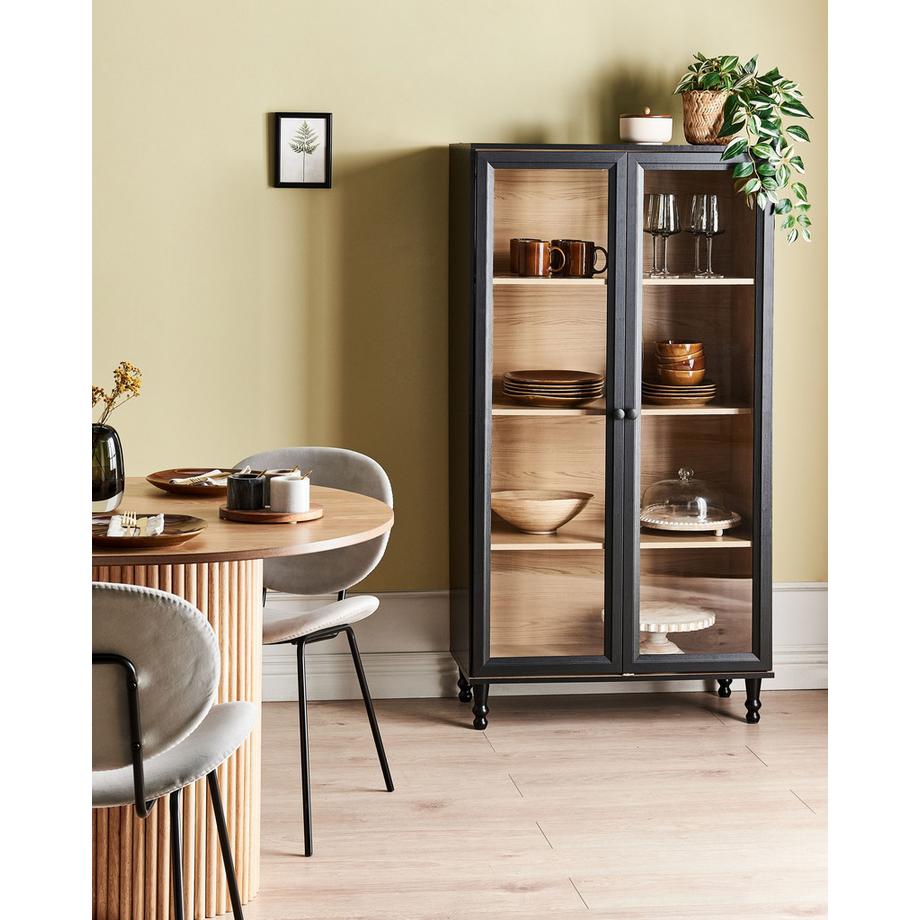 Beliani Vitrine en verre en Panneau de particules de bois Traditionnel TINGLEDALE  