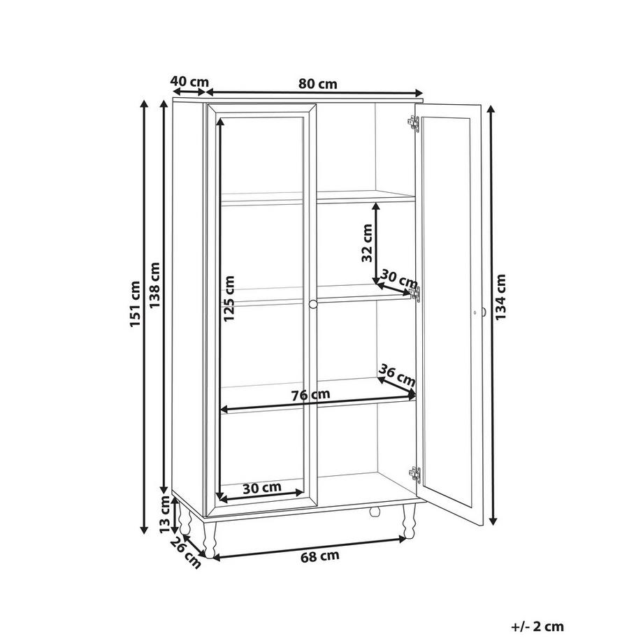 Beliani Vitrine en verre en Panneau de particules de bois Traditionnel TINGLEDALE  