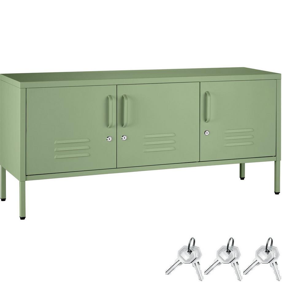 credenza in metallo, mobile contenitore moderno per soggiorno, ufficio o cucina Baker 3 ante con chiusura magnetica, chiudibili singolarmente