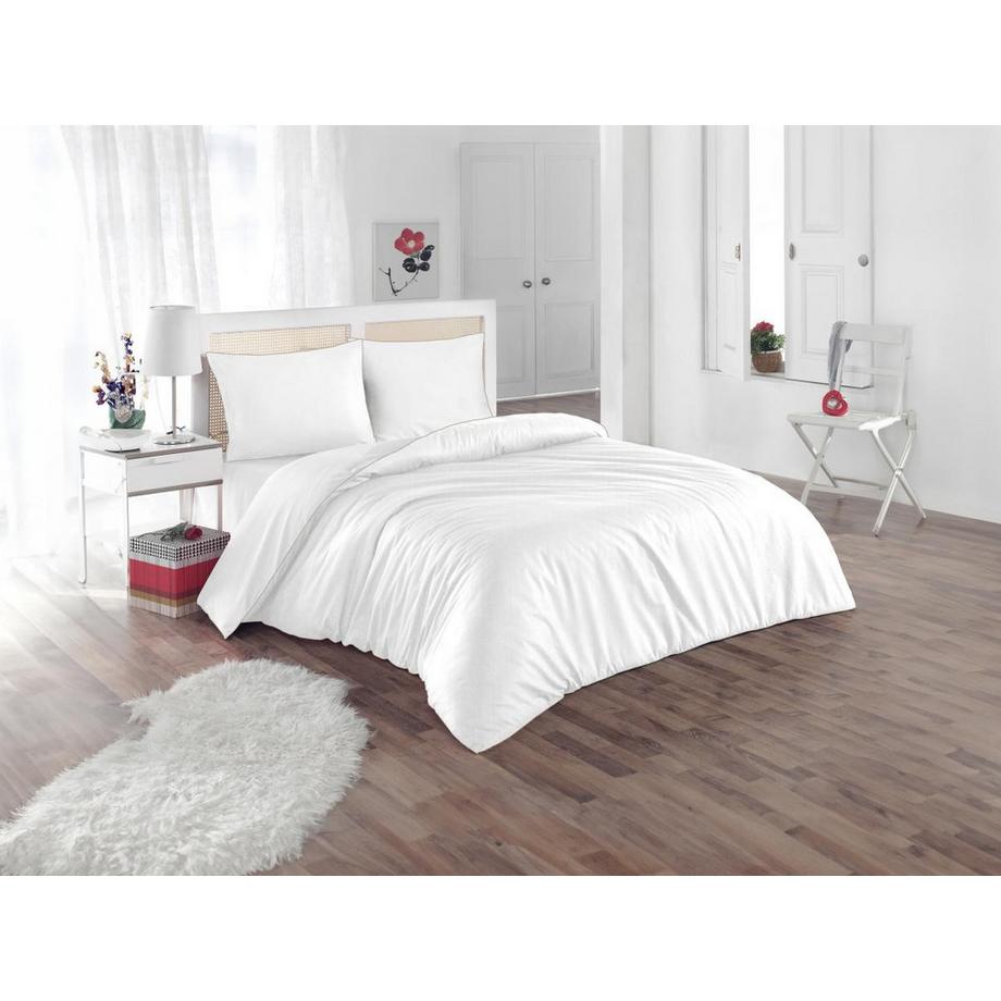 Vente-unique AGAMI Set Copripiumino in Percalle di Cotone Bianco  