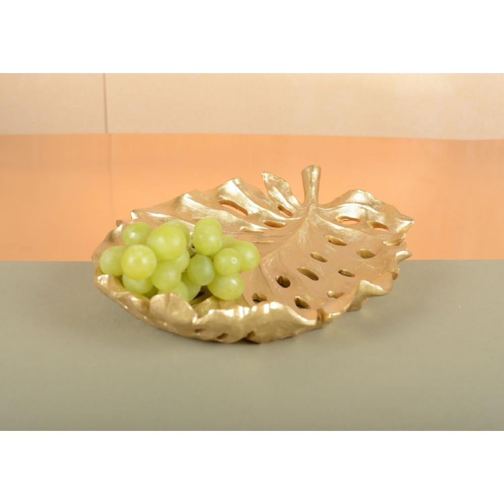 Aulica  COUPE A FRUITS FEUILLE DOREE 31X25X5CM 