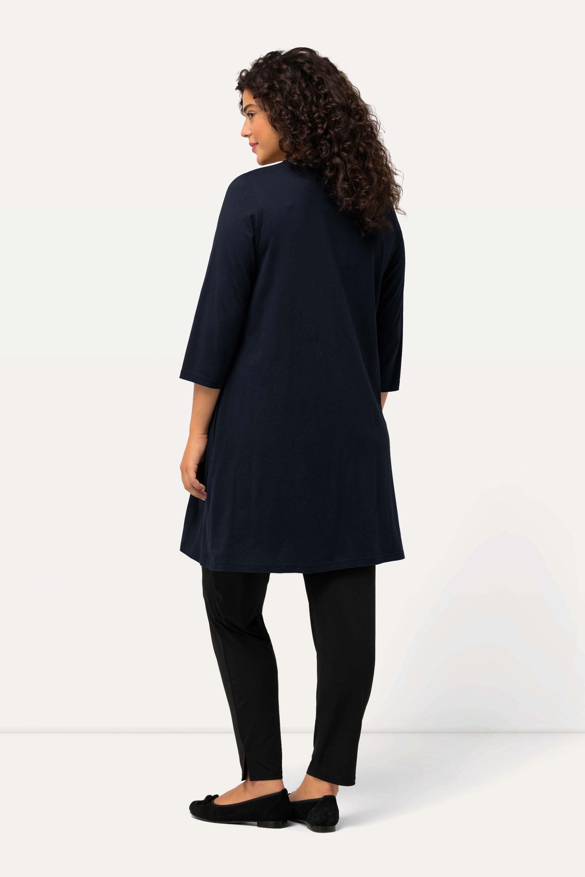 Ulla Popken  Longshirt, Zierbänder, A-Linie, V-Ausschnitt, 3/4-Arm 