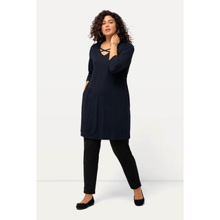 Ulla Popken  Longshirt, Zierbänder, A-Linie, V-Ausschnitt, 3/4-Arm 