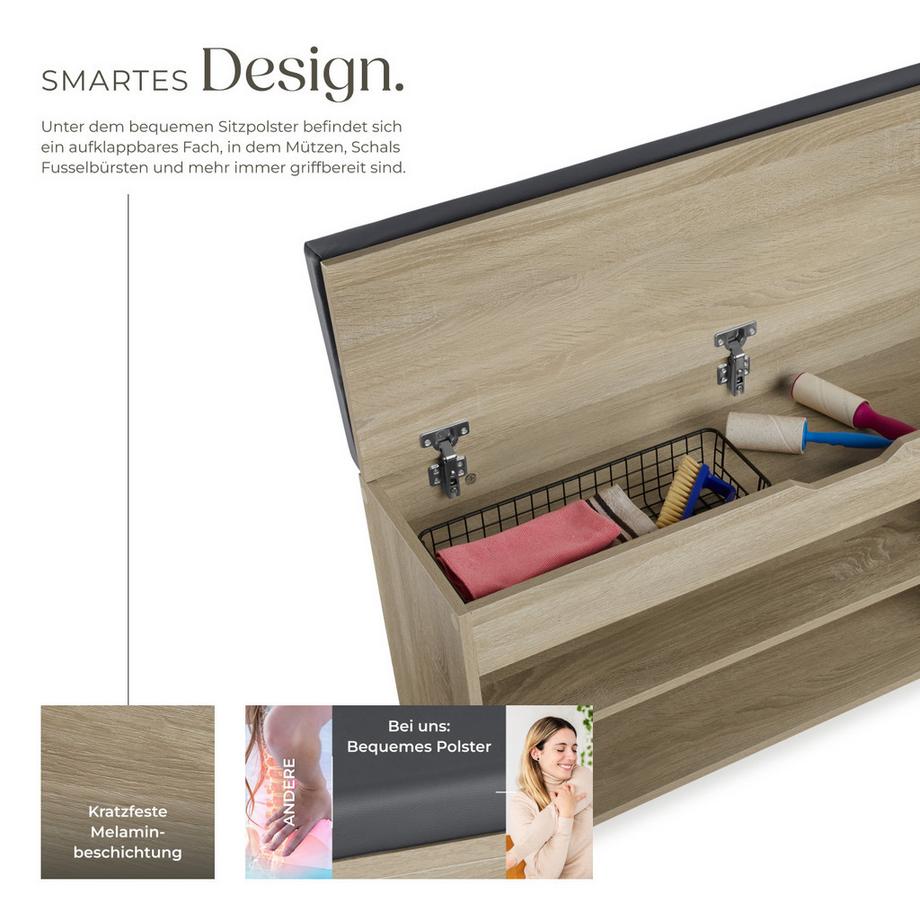 Tectake Schuhbank Natalya für 9 Paar Schuhe mit Sitzpolster  