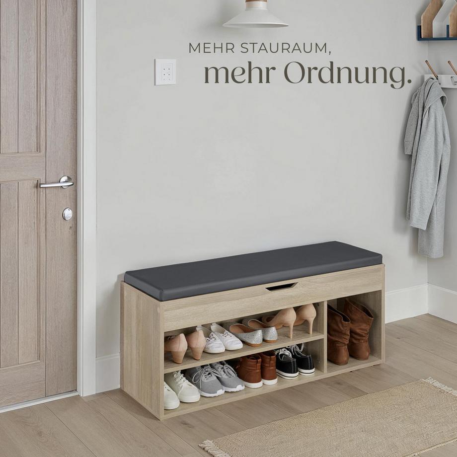 Tectake Schuhbank Natalya für 9 Paar Schuhe mit Sitzpolster  