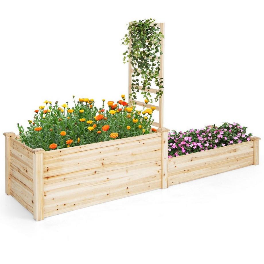 Northix Hochbeet aus Tannenholz mit Rankgitter Blumenkasten mit Spalier Gartenspalier mit Rankkasten  