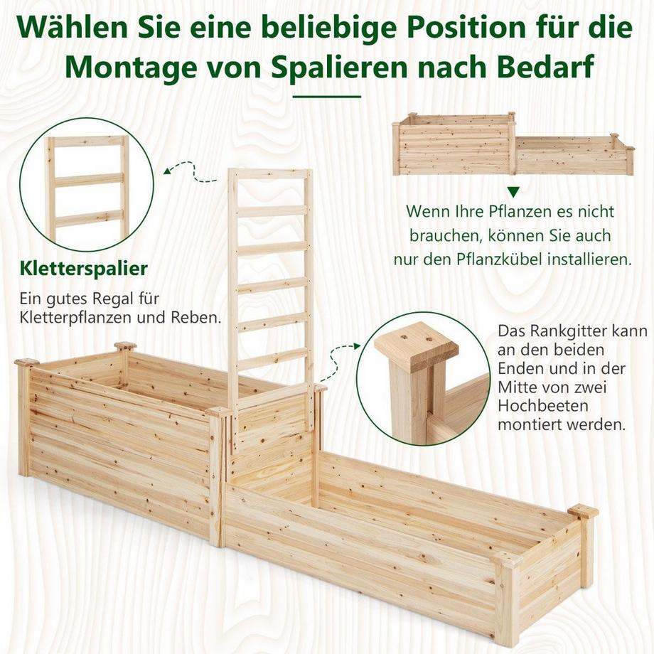 Northix Hochbeet aus Tannenholz mit Rankgitter Blumenkasten mit Spalier Gartenspalier mit Rankkasten  