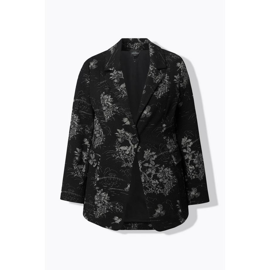 Ulla Popken Jacquard Blazer Reverskragen Langarm Stretchfutter  