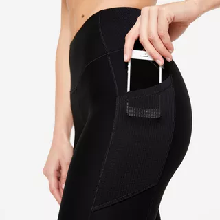 Legging avec poche téléphone Fitness Cardio Femme Imprimé Gris et Noir -  Decathlon