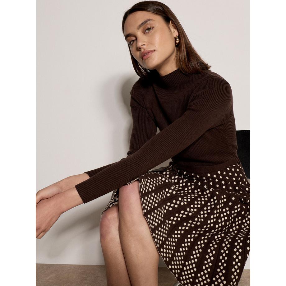 Mini-Kleid aus geripptem Strick mit Polka-Dots