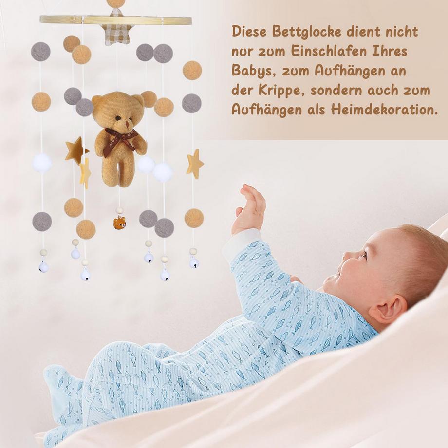 Activity-board  Mobiles Babybett aus Holz, Windspiel Baby für Kinderzimmer Dekoration 