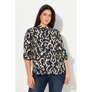 Ulla Popken  Bluse, Oversized, Hemdkragen, 3/4-Arm, hinten länger 