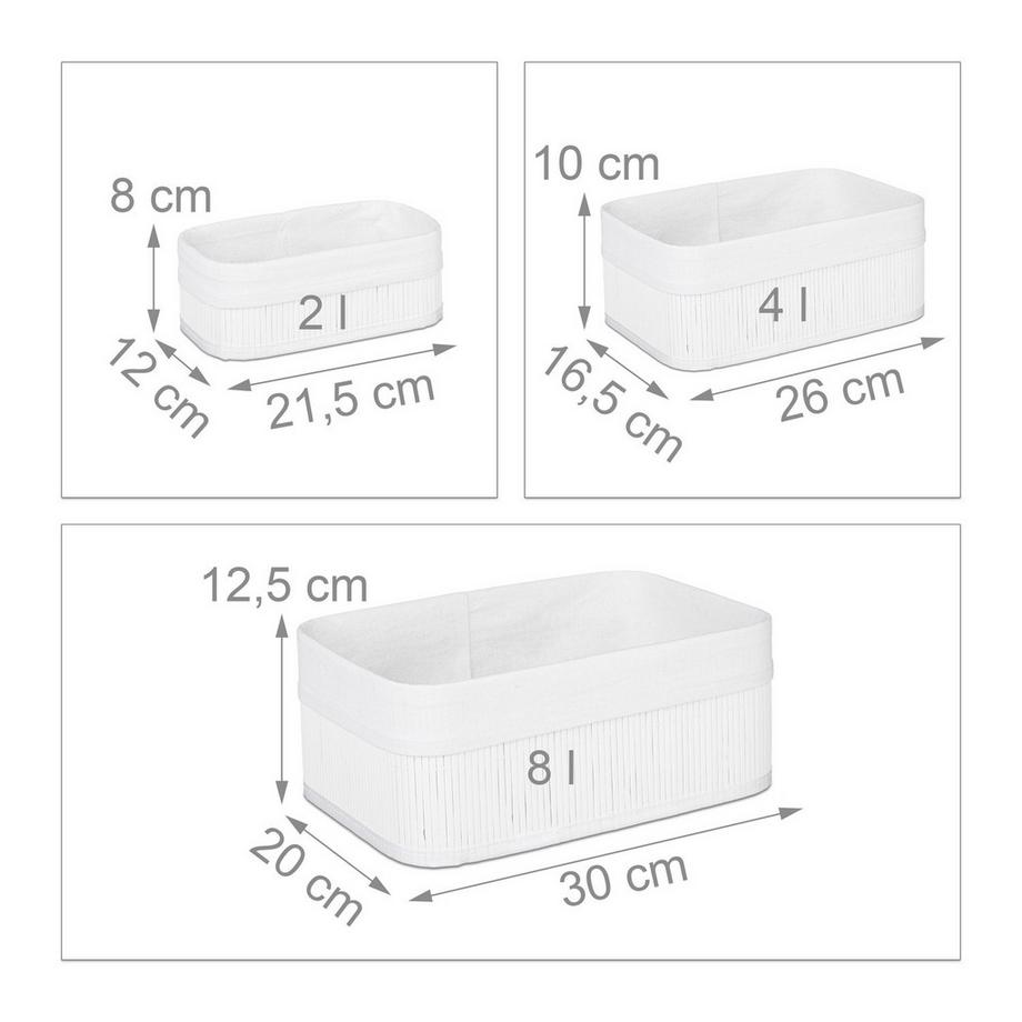 B2X Panier de rangement salle de bain 3 pièces  