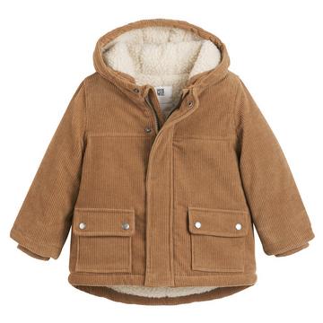 Winterjacke aus Cord mit Kapuze und Plüschfutter