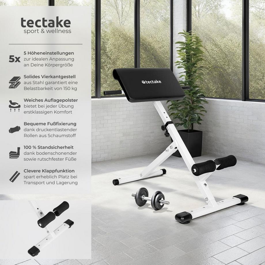 Tectake  Panca Hyperextension  Coleman per estendere la schiena e allenare l'addome, regolabile in 5 posizioni 