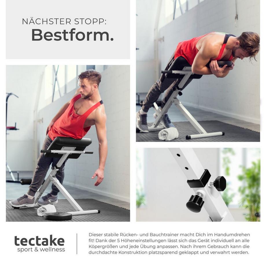 Tectake  Panca Hyperextension  Coleman per estendere la schiena e allenare l'addome, regolabile in 5 posizioni 