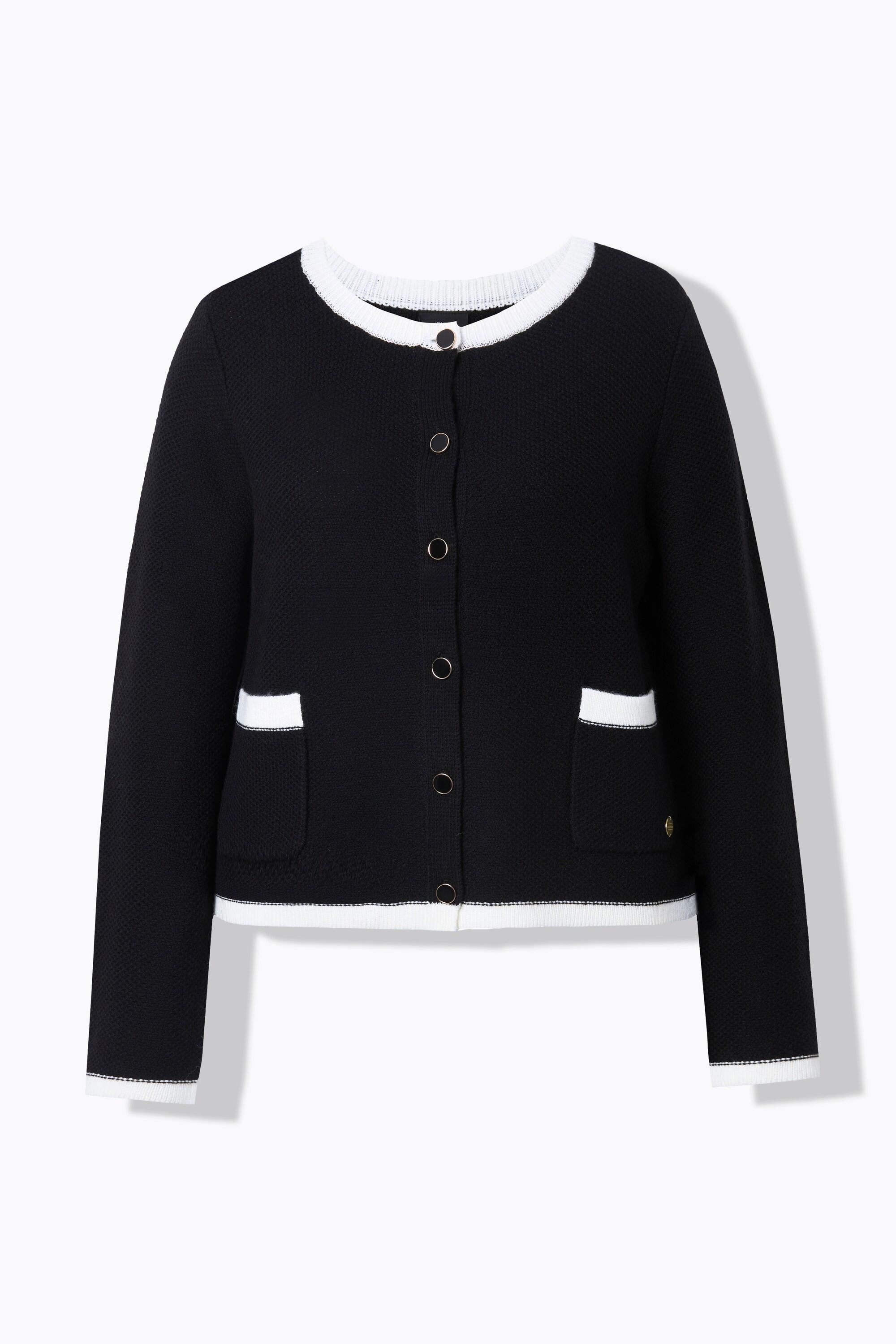 Ulla Popken Strickjacke Schmuckbündchen Rundhals Langarm  