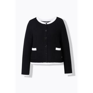 Ulla Popken Strickjacke Schmuckbündchen Rundhals Langarm  