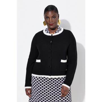 Strickjacke, Schmuckbündchen, Rundhals, Taschen, Langarm