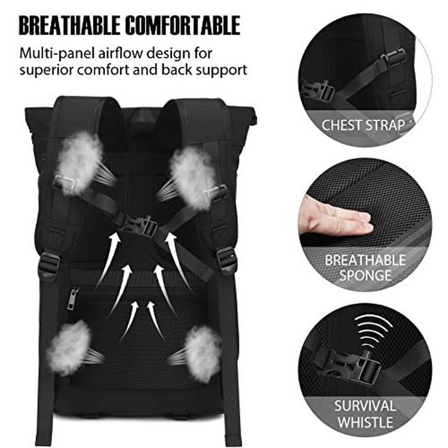 Only-bags.store Grosser 15.6 Zoll Rolltop Laptop Rucksack Wasserdichter Daypack  