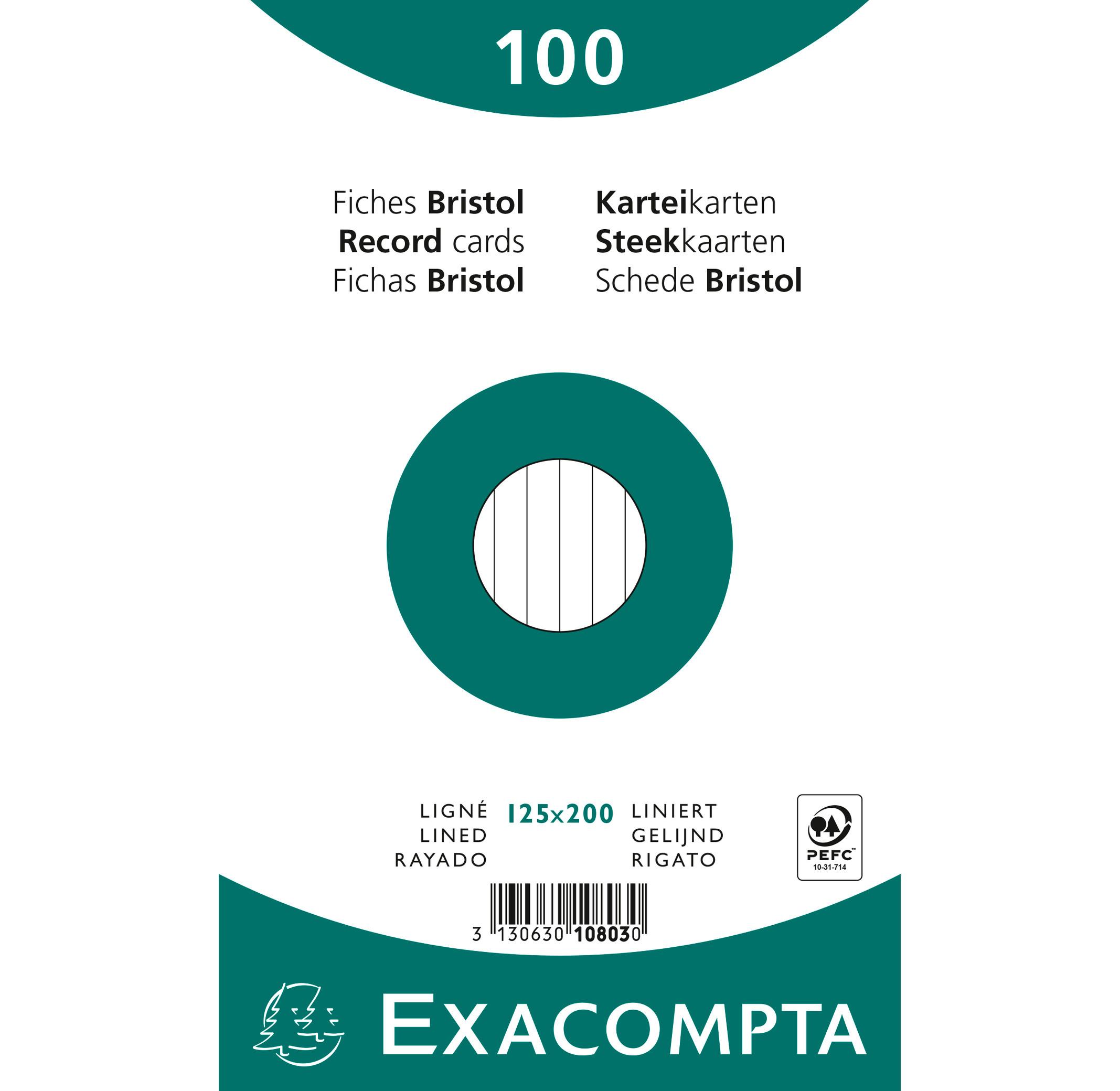 Exacompta Confezione 100 cartoncini bristol a righe non perforati 125x200mm - x 12  