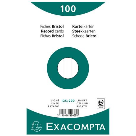 Exacompta Confezione 100 cartoncini bristol a righe non perforati 125x200mm - x 12  